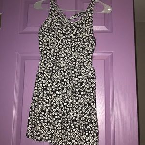 Floral Black and White Dress